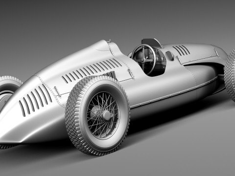 Auto Union Type D 1938 Race Car 3D Модель