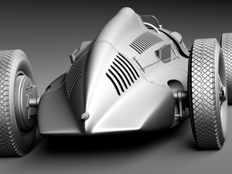 Auto Union Type D 1938 Race Car 3D Модель