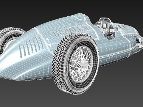Auto Union Type D 1938 Race Car 3D Модель