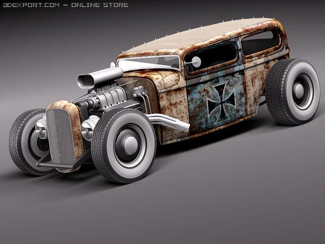 Tudor 1929 RatRod 3D Model .c4d .max .obj .3ds .fbx .stl .blend 