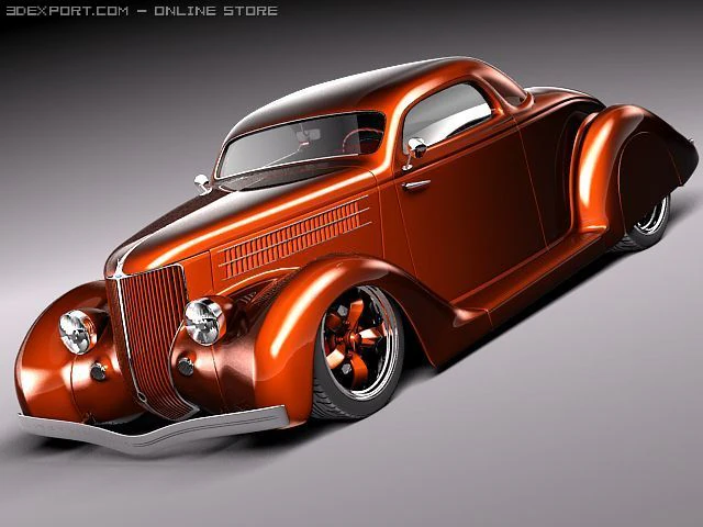F1936 Coupe Custom Hot Rod 3D Model .c4d .max .obj .3ds .fbx .stl .blend 
