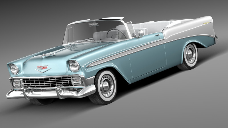 Chevrolet Bel Air 1956 Convertible 3D 모델 .c4d .max .obj .3ds .fbx .stl .blend 
