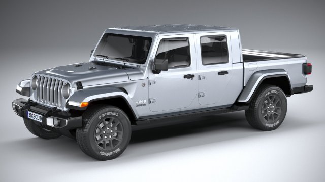 Jeep Gladiator 2020 Lowpoly 3D Model .c4d .max .obj .3ds .fbx .stl .blend