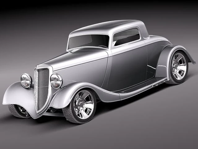 F1934 Full Fender Coupe Street Rod 3D Model .c4d .max .obj .3ds .fbx .stl .blend 