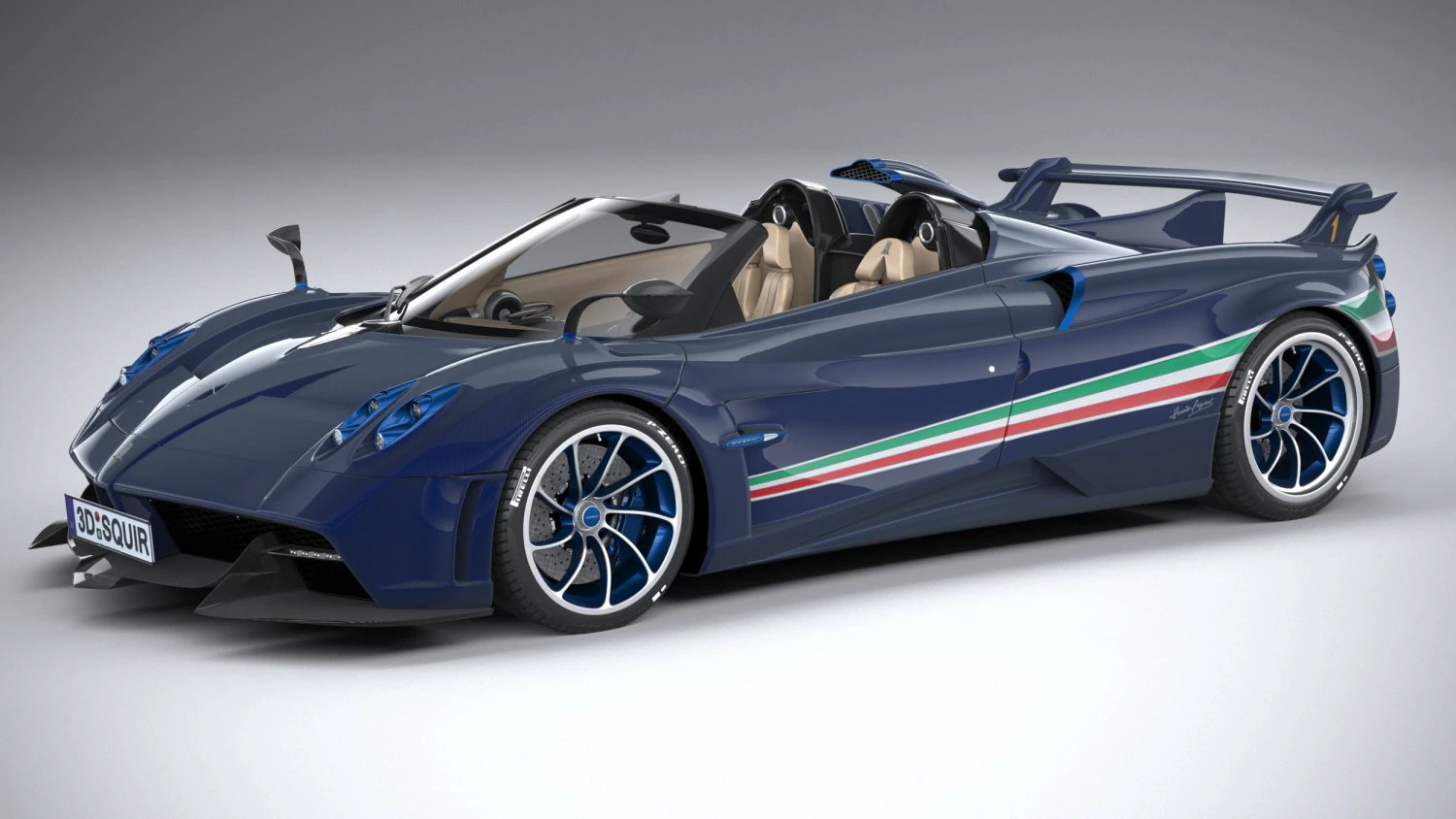 Pagani Huayra Tricolore 2021 3D Model .c4d .max .obj .3ds .fbx .stl .blend 