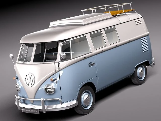 Volkswagen Camper Van 1950 3D Model .c4d .max .obj .3ds .fbx .stl .blend 