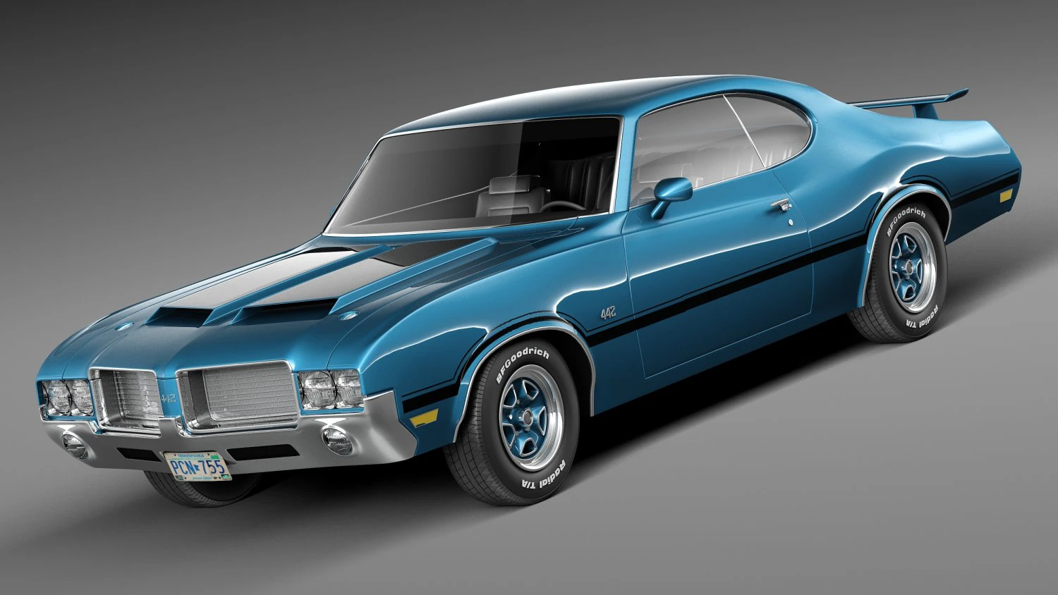 Oldsmobile Cutlass 442 1971 3D Model .c4d .max .obj .3ds .fbx .stl .blend 