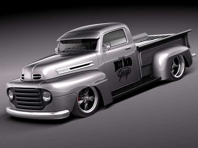 F-1 Pickup Truck Hot Rod 1950 Modelo 3D .c4d .max .obj .3ds .fbx .stl .blend 