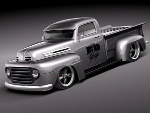 F-1 픽업 트럭 핫 로드 1950 3D 모델