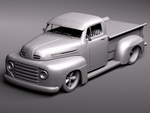 F-1 Pickup Truck Hot Rod 1950 Modelo 3D