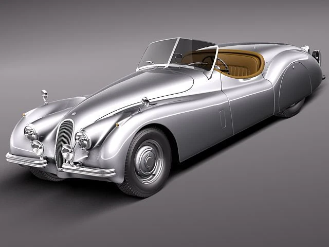 Jaguar XK120 Roadster 1948-1954 3D Model .c4d .max .obj .3ds .fbx .stl .blend 
