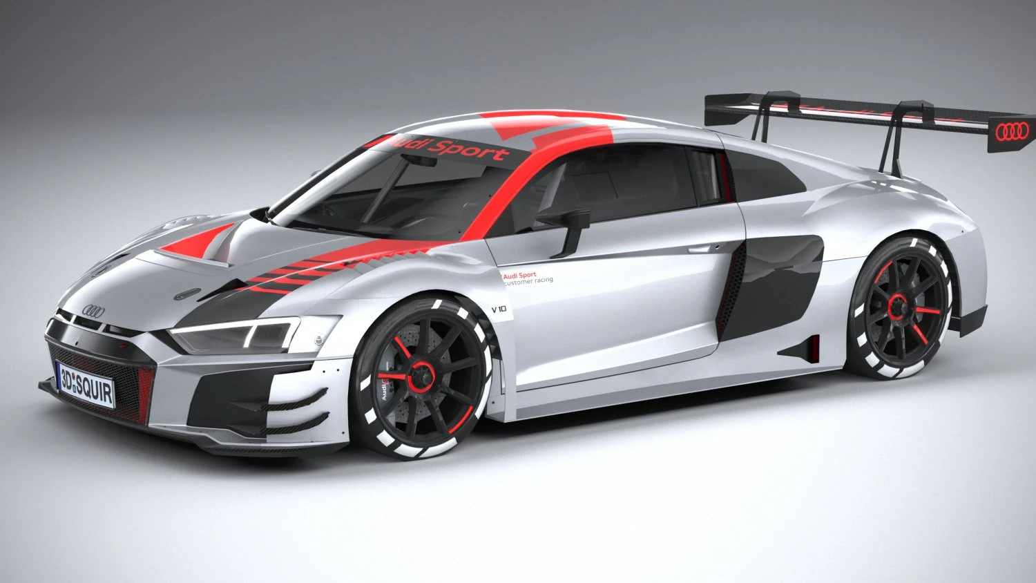 Audi R8 LMS GT3 2020 Lowpoly 3D Model .c4d .max .obj .3ds .fbx .stl .blend
