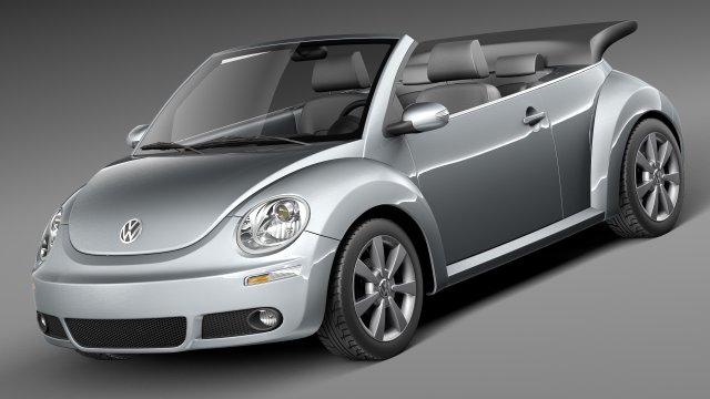 Volkswagen Beetle Convertible 2005-2011 3D Model .c4d .max .obj .3ds .fbx .stl .blend
