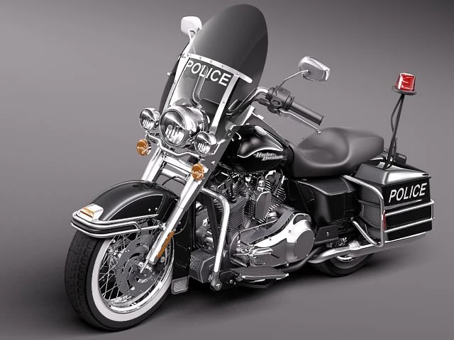 Harley Davidson Road King Cl&aacute;ssico Pol&iacute;cia 2011 Modelo 3D .c4d .max .obj .3ds .fbx .stl .blend 