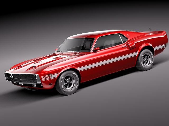 Shelby Mustang GT500 1969 3D Model .c4d .max .obj .3ds .fbx .stl .blend 