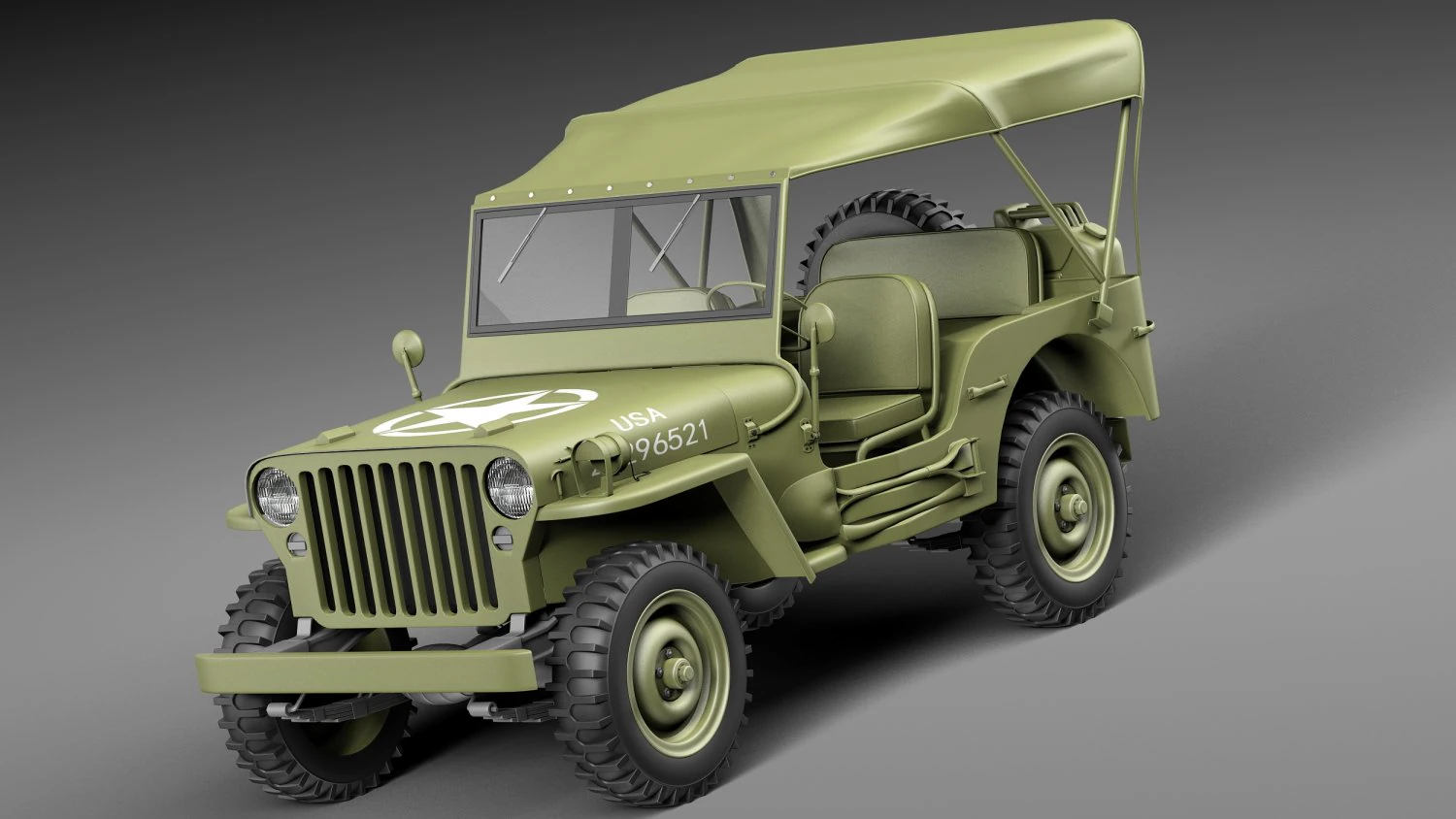 Jeep Willys MB 3D Model .c4d .max .obj .3ds .fbx .stl .blend 
