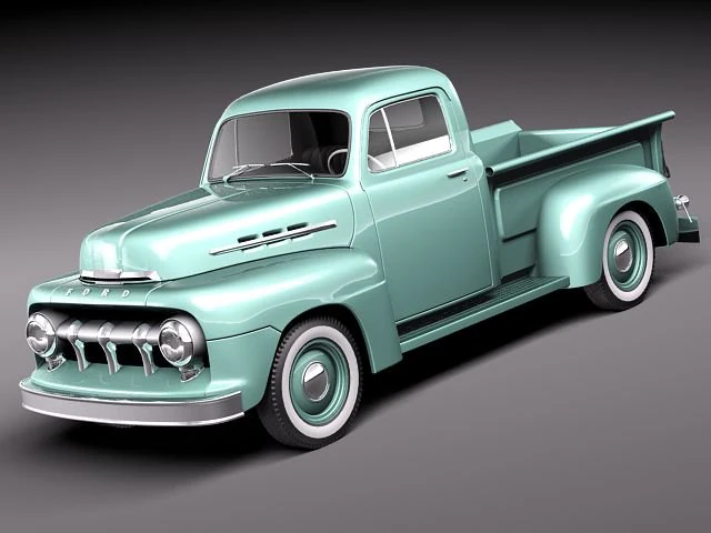F-1 Pickup 1951 3D Model .c4d .max .obj .3ds .fbx .stl .blend 