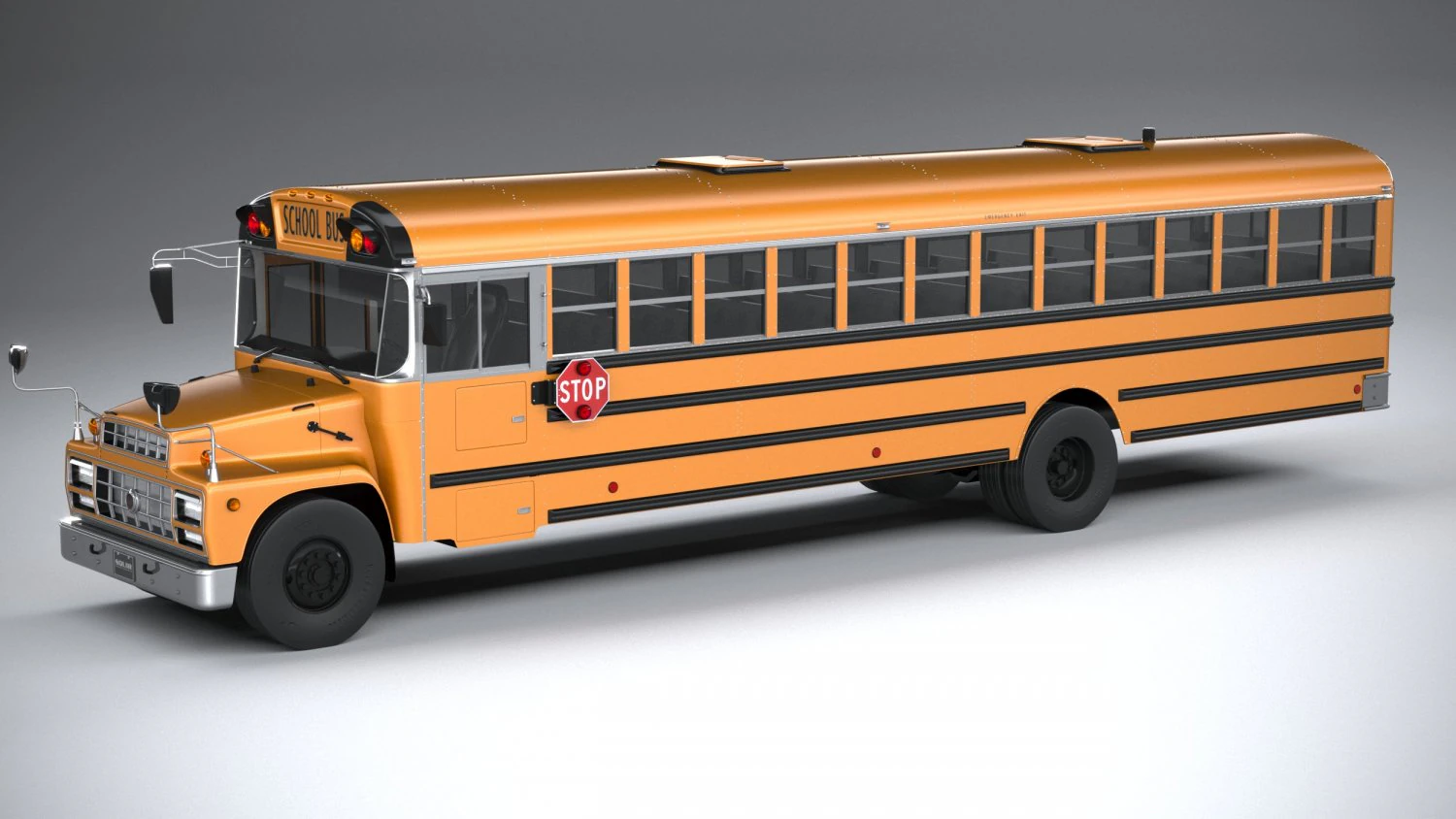 Generic Schoolbus 1980 3D Model .c4d .max .obj .3ds .fbx .stl .blend 