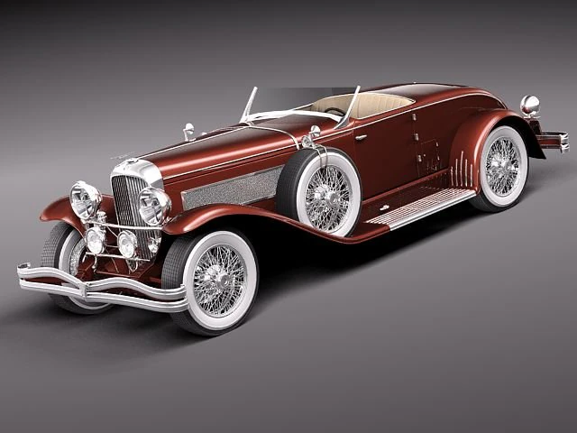 Duesenberg SJ Roadster 1935 3D Model .c4d .max .obj .3ds .fbx .stl .blend
