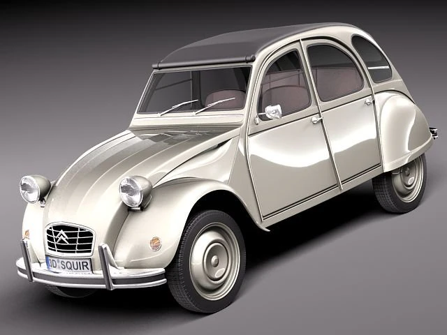 Citroen 2CV 1948-1990 3D Model .c4d .max .obj .3ds .fbx .stl .blend 