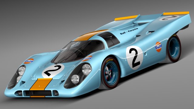 Porsche 917K Gulf Lemans 24H Model 3D .c4d .max .obj .3ds .fbx .stl .blend 