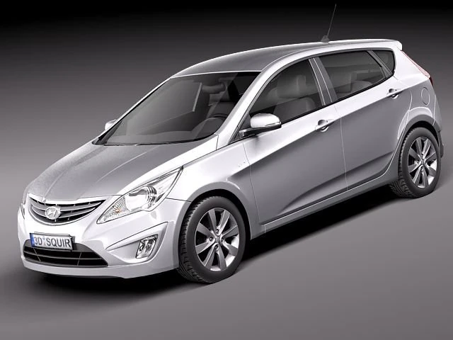 Hyundai Verna Accent 2012 Hatchback 3D Model .c4d .max .obj .3ds .fbx .stl .blend