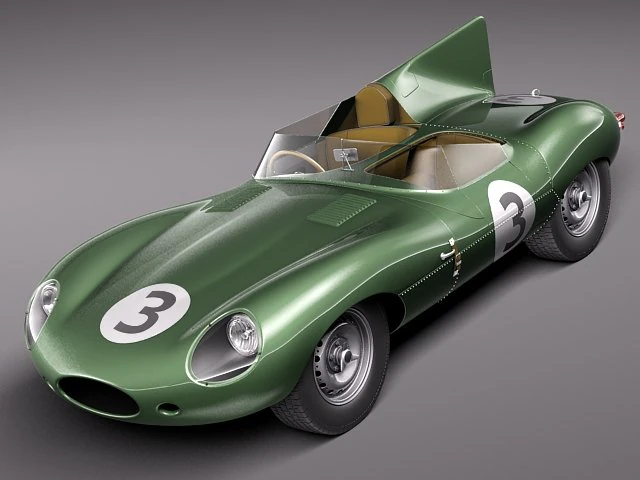 Jaguar D Type Longnose 1954 3D Model .c4d .max .obj .3ds .fbx .stl .blend