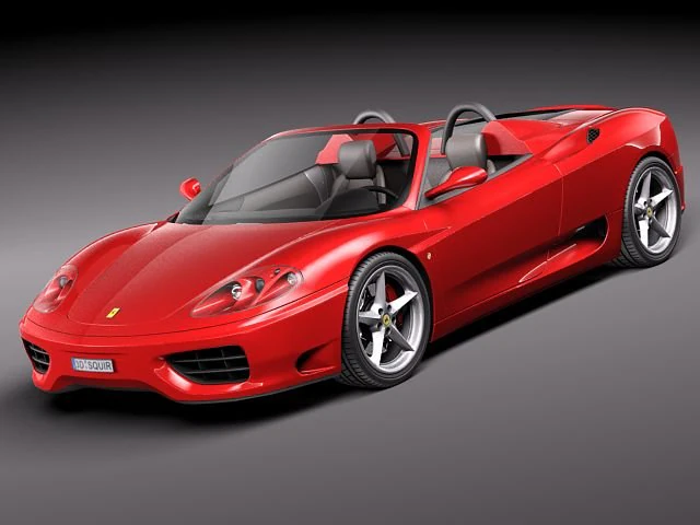 Ferrari 360 Spider Convertible 3D Model .c4d .max .obj .3ds .fbx .stl .blend 