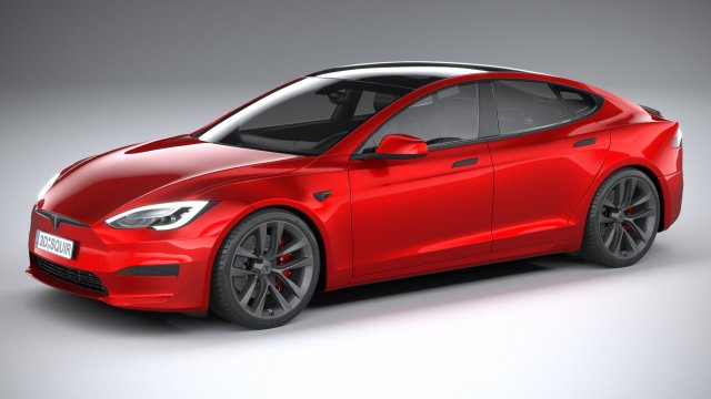 Tesla Model S 2021 3D Model .c4d .max .obj .3ds .fbx .stl .blend