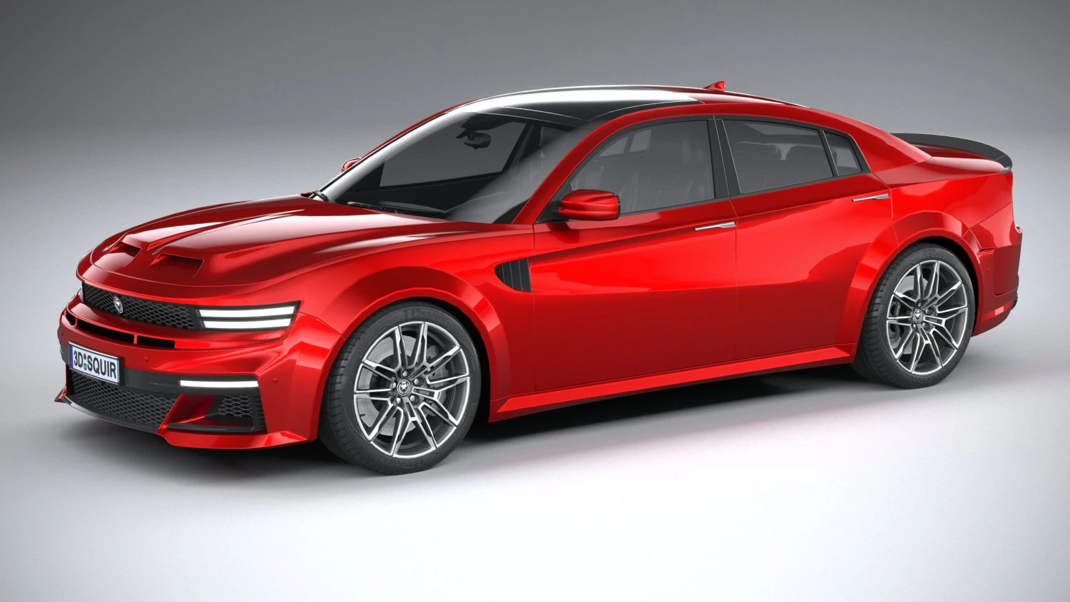 Generic Muscle Sedan 2022 lowpoly 3D Model .c4d .max .obj .3ds .fbx .stl .blend