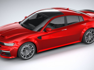 Generic Muscle Sedan 2022 lowpoly 3D Model