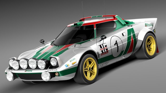 Lancia Stratos HF 1974 3D Model .c4d .max .obj .3ds .fbx .stl .blend 