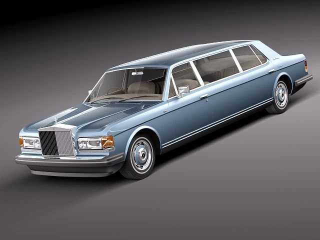RollsRoyce Silver Spirit Spur 1980-1998 Stretched Limo 3D Model .c4d .max .obj .3ds .fbx .stl .blend