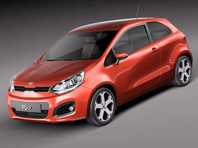 Kia Rio 3-door Hatchback 2012 3D Model .c4d .max .obj .3ds .fbx .stl .blend