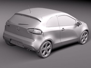 Kia Rio 3-door Hatchback 2012 3D 모델