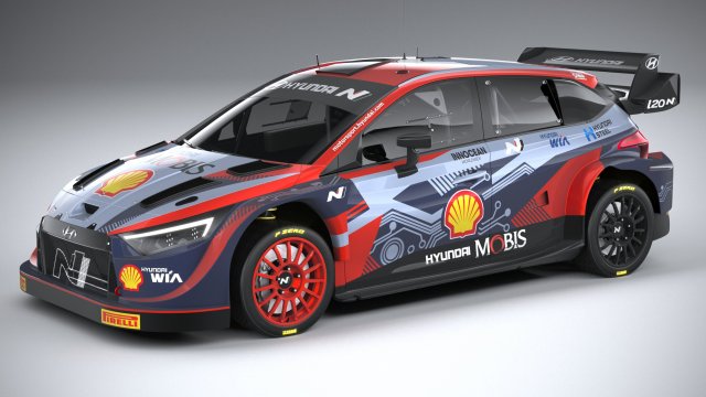 Hyundai i20 N WRC Rally1 2022 3D Model .c4d .max .obj .3ds .fbx .stl .blend 
