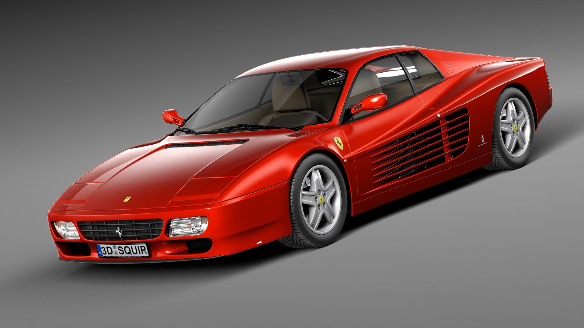 Ferrari Testarossa 512 TR 1991-1996 3D Model .c4d .max .obj .3ds .fbx .stl .blend 