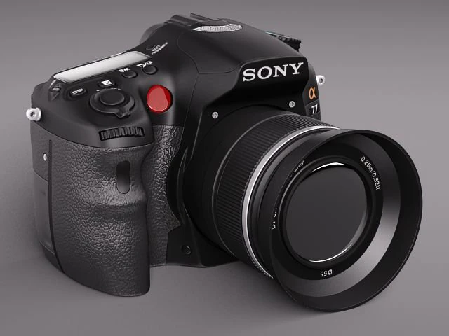 Sony Alpha 77 Photo Camera 3D Model .c4d .max .obj .3ds .fbx .stl .blend 