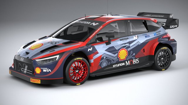 Hyundai i20 N WRC Rally1 2022 Lowpoly 3D 模型 .c4d .max .obj .3ds .fbx .stl .blend 