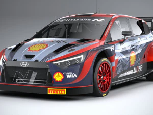 Hyundai i20 N WRC Rally1 2022 Lowpoly 3D Model