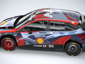 Hyundai i20 N WRC Rally1 2022 Lowpoly 3D Model