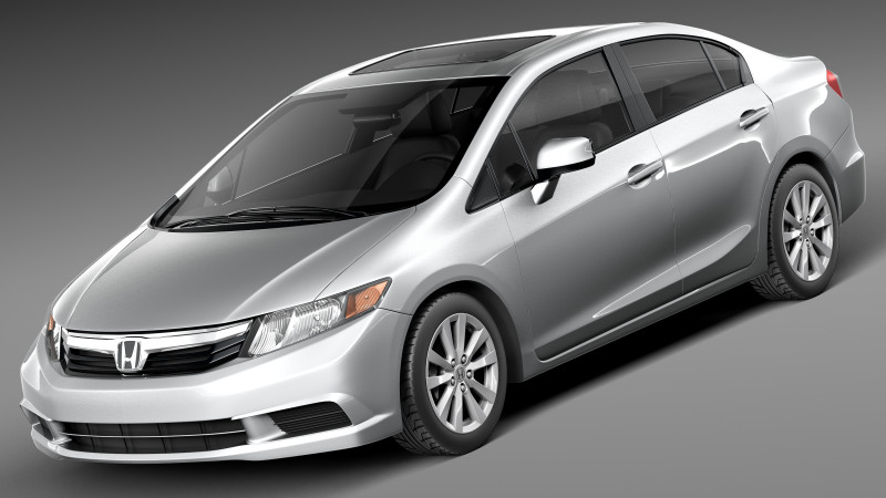 Honda Civic Sedan USA 2013 3D Модель .c4d .max .obj .3ds .fbx .stl .blend 