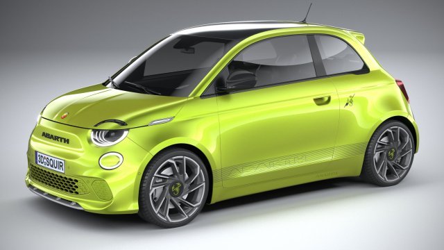 Fiat 500e Abarth 2023 3D 모델 .c4d .max .obj .3ds .fbx .stl .blend