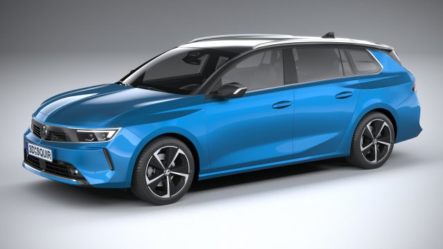 Vauxhall Astra Sports Tourer Basic 2022 3D Model .c4d .max .obj .3ds .fbx .stl .blend 