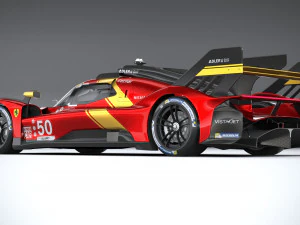 Ferrari 499P Racecar 2023 3D Model