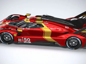 Ferrari 499P Racecar 2023 3D Model