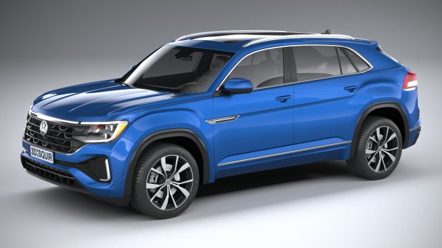 Volkswagen Atlas Cross Sport 2024 3D 模型 .c4d .max .obj .3ds .fbx .stl .blend 