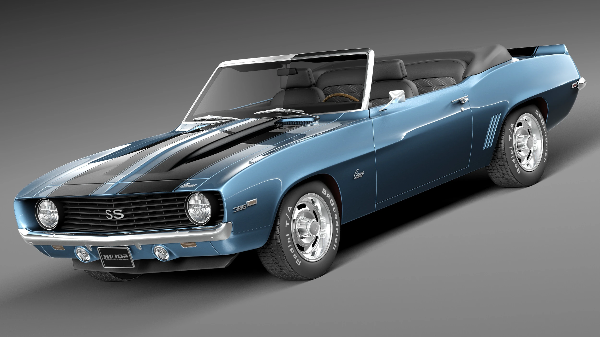 Chevrolet Camaro SS Convertible 1969 3D Model .c4d .max .obj .3ds .fbx .stl .blend