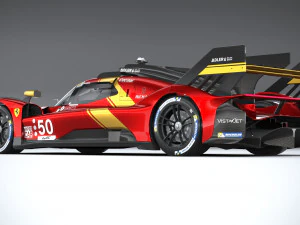 フェラーリ 499P レースカー 2023 ローポリ 3Dモデル