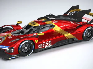フェラーリ 499P レースカー 2023 ローポリ 3Dモデル